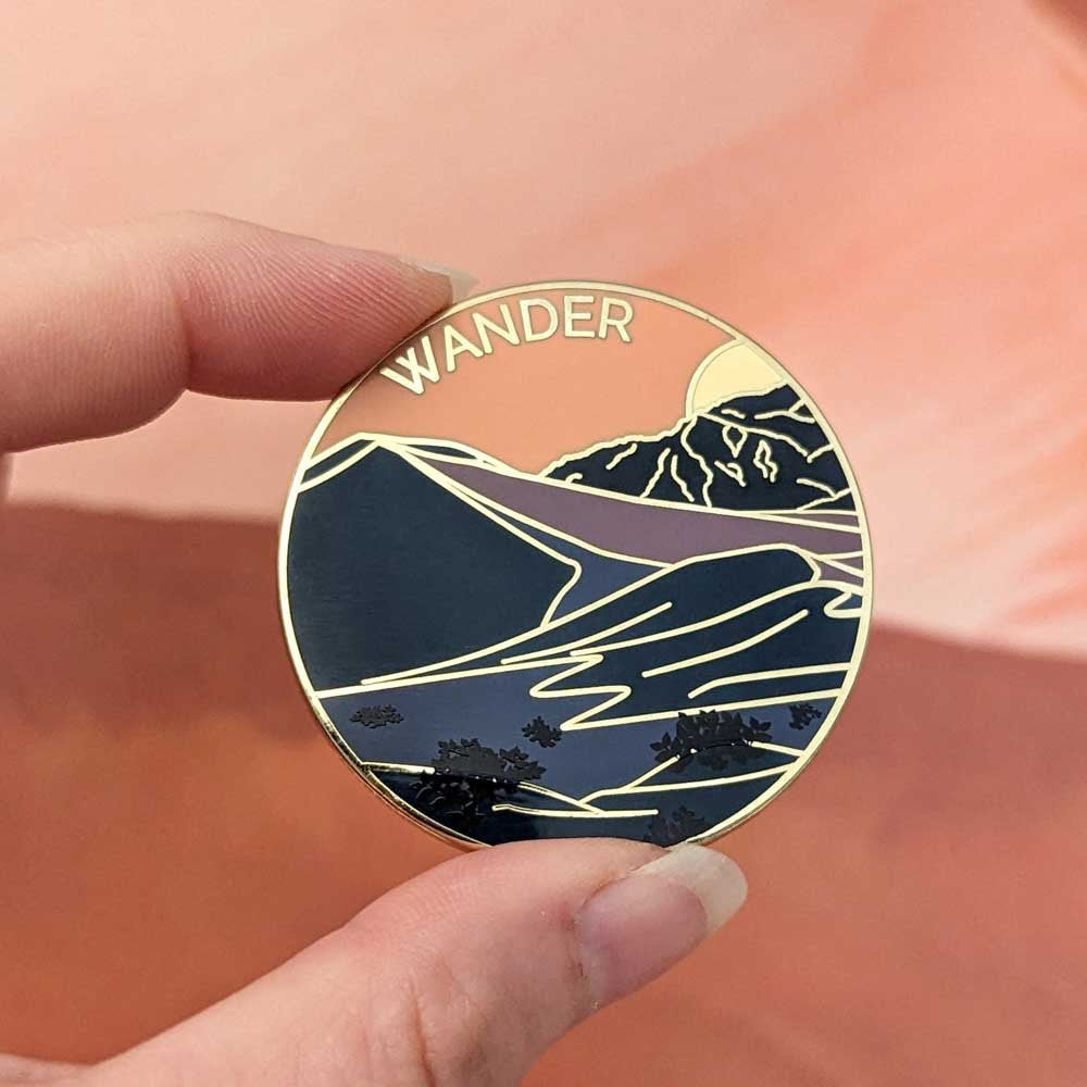 Wander hard enamel pin (sunset colorway)