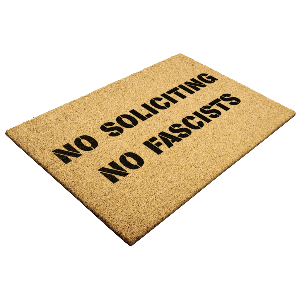 No_Soliciting_No_Fascists_coir_doormat_Outdoor_Mat_Angle_Mockup.png