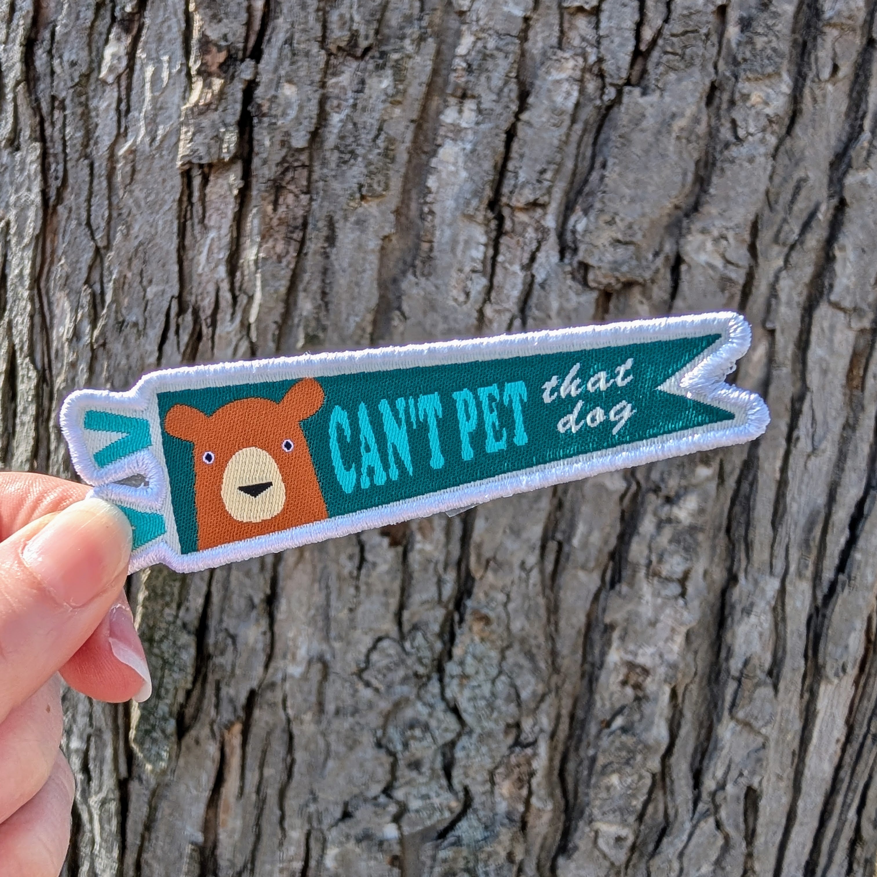 Can't Pet That Dog iron-on patch