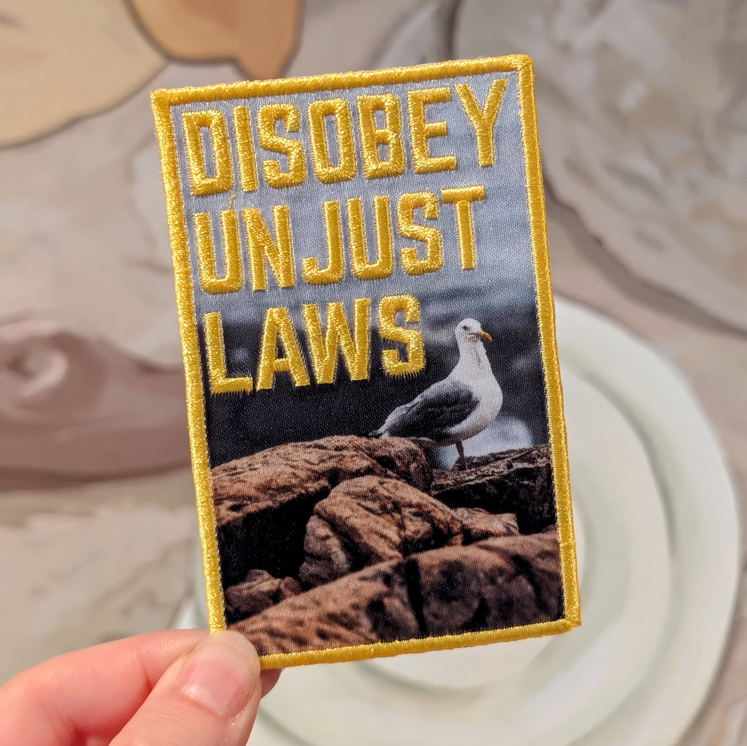 Disobey Unjust Laws iron-on patch