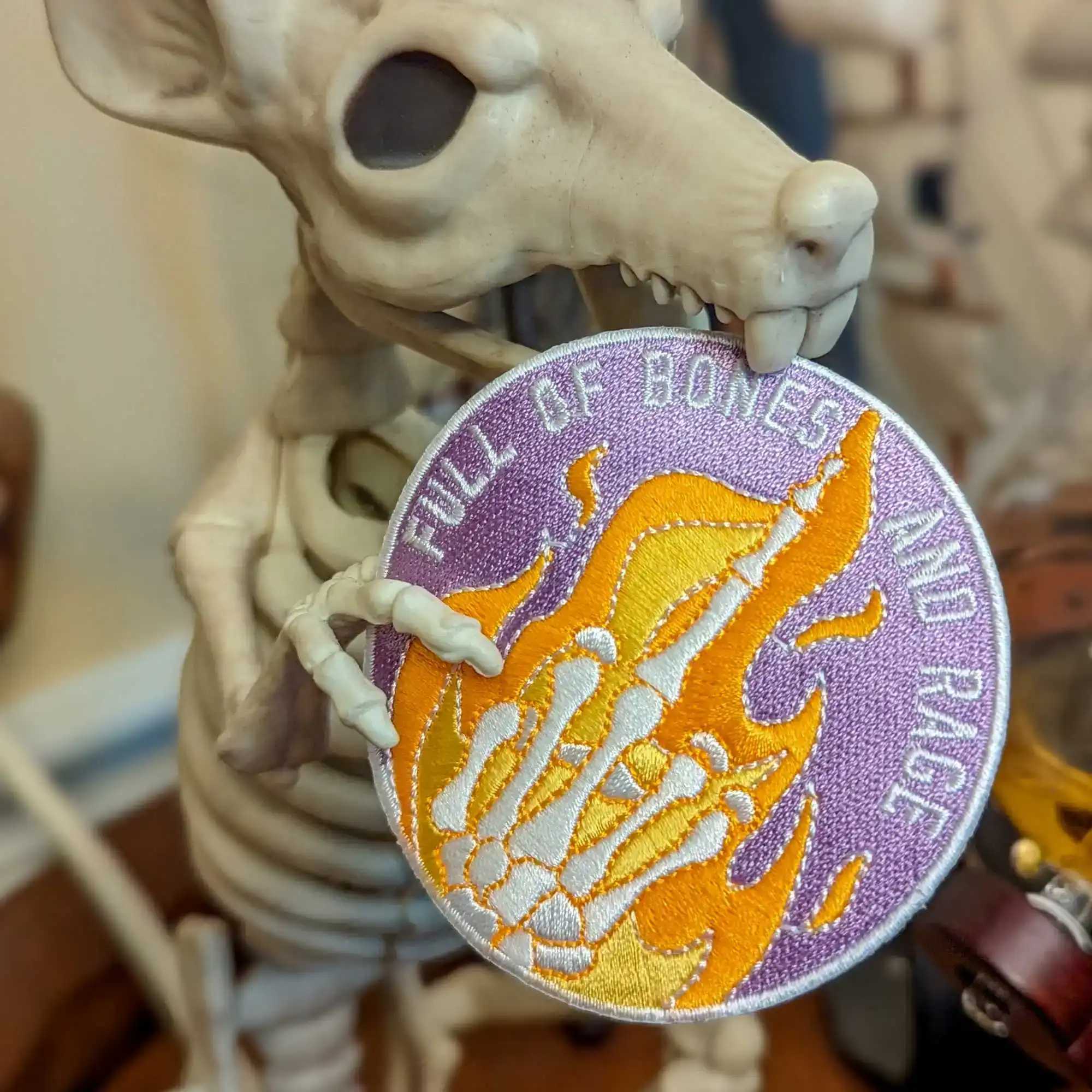 Bones and Rage iron-on patch