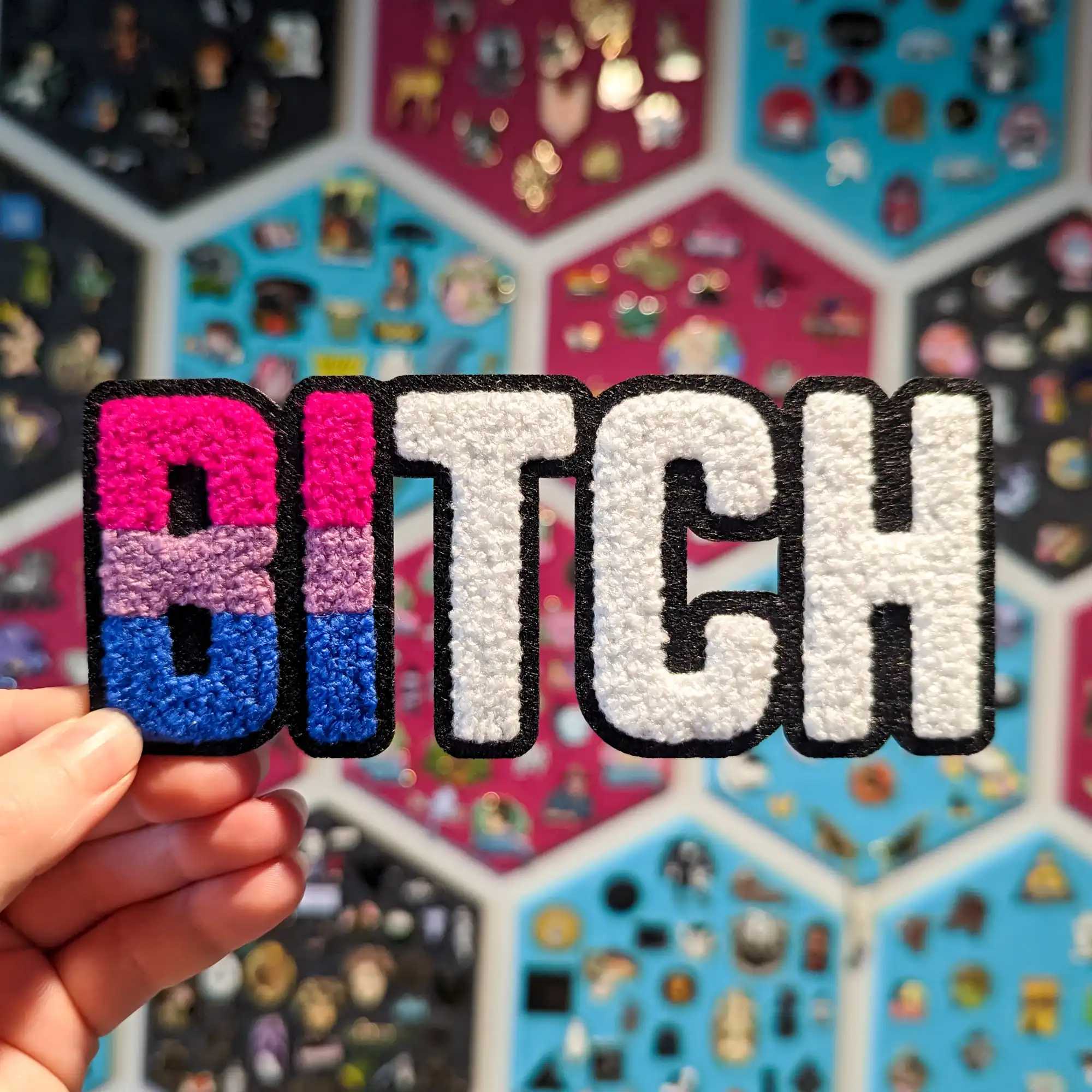 Bi Bitch chenille iron-on patch