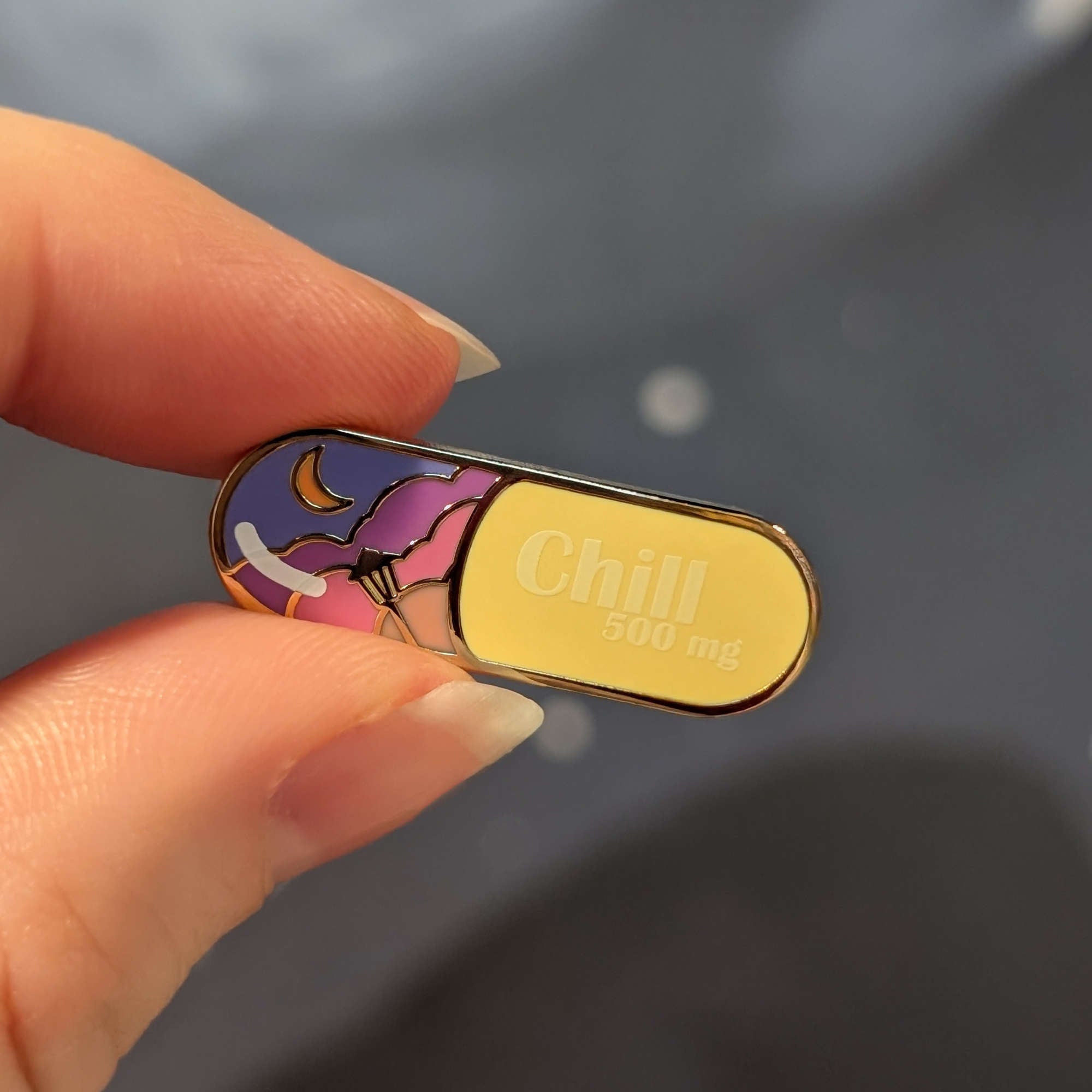Chill Pill hard enamel pin