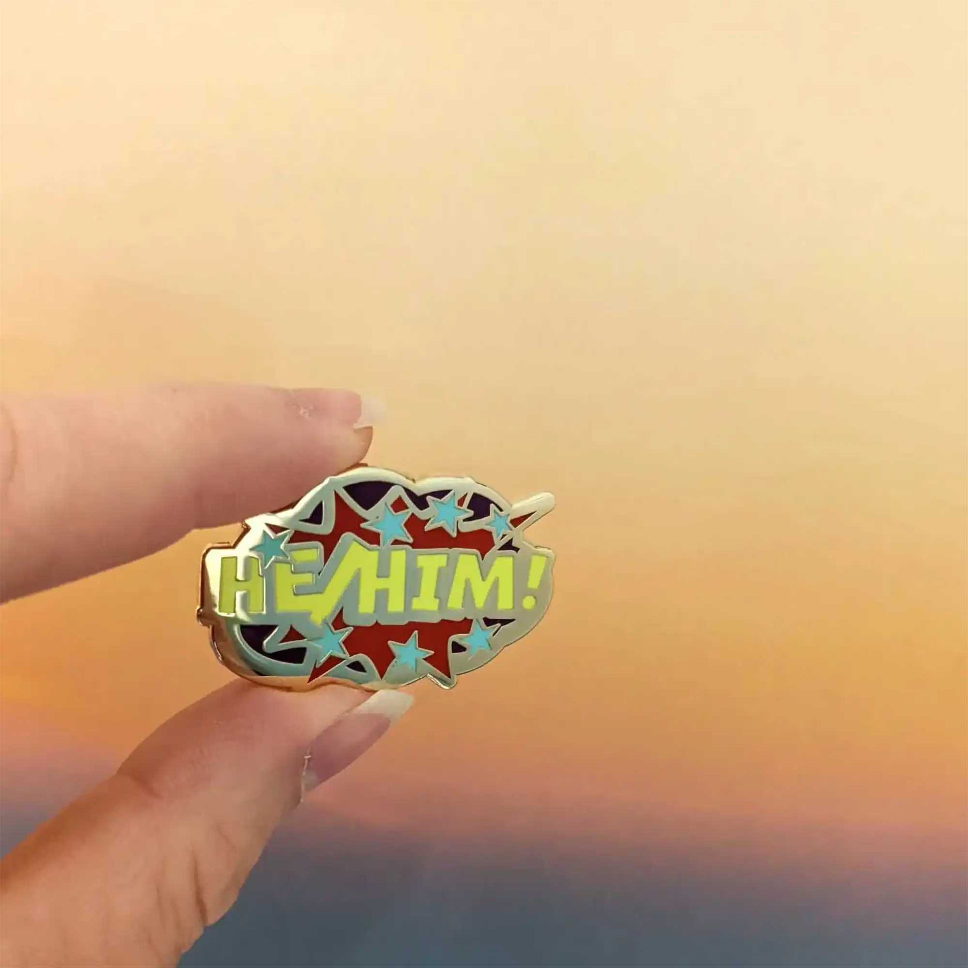 He/Him pronouns hard enamel pin