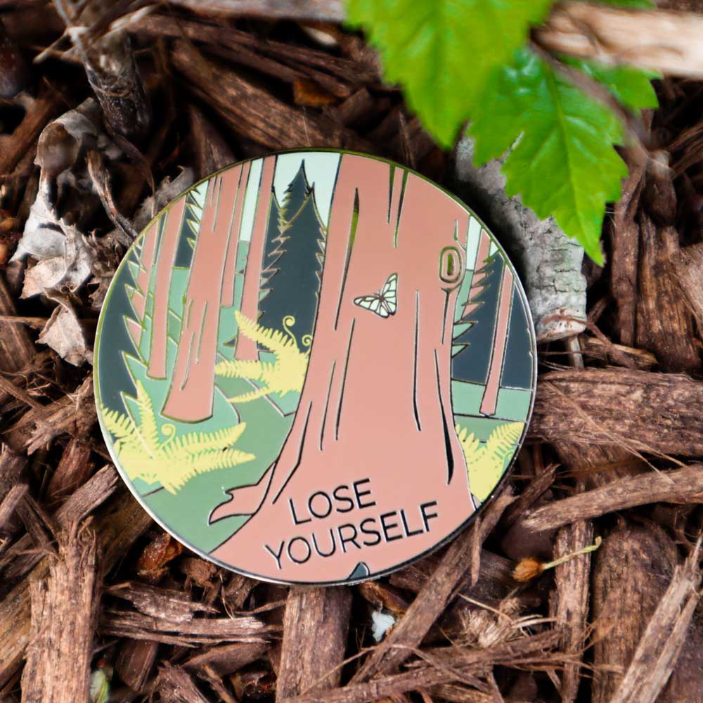 Lose Yourself hard enamel pin (misty morning colorway)-1