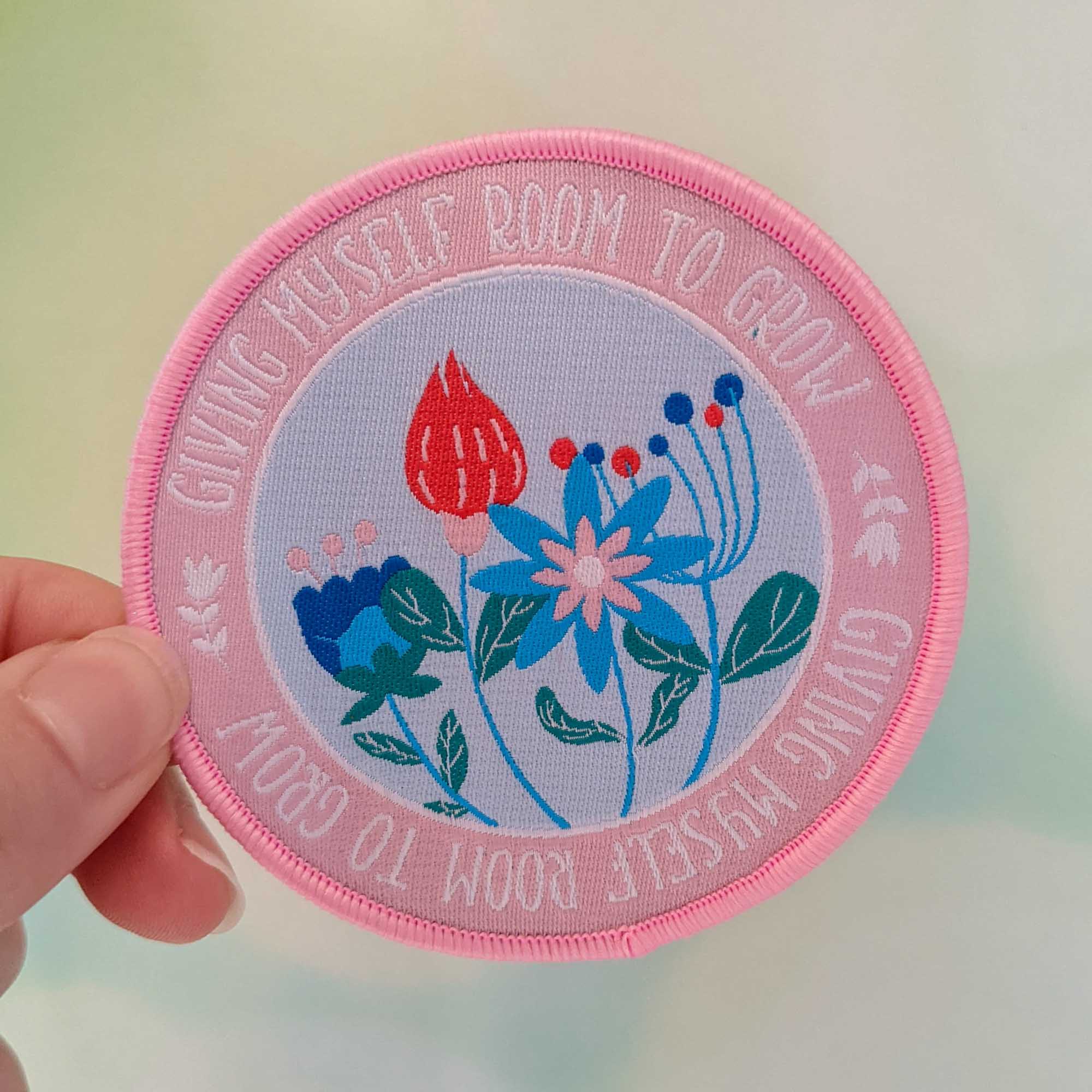 Room to Grow iron-on patch (Pink version / subtle trans pride)