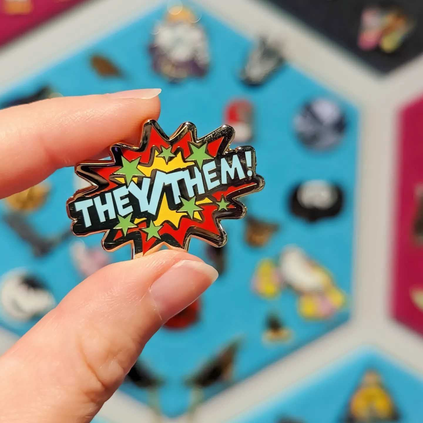 They/Them pronouns hard enamel pin