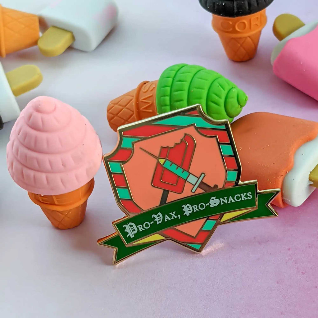 Vax & Snacks hard enamel pin (Ate Too Much Watermelon version)