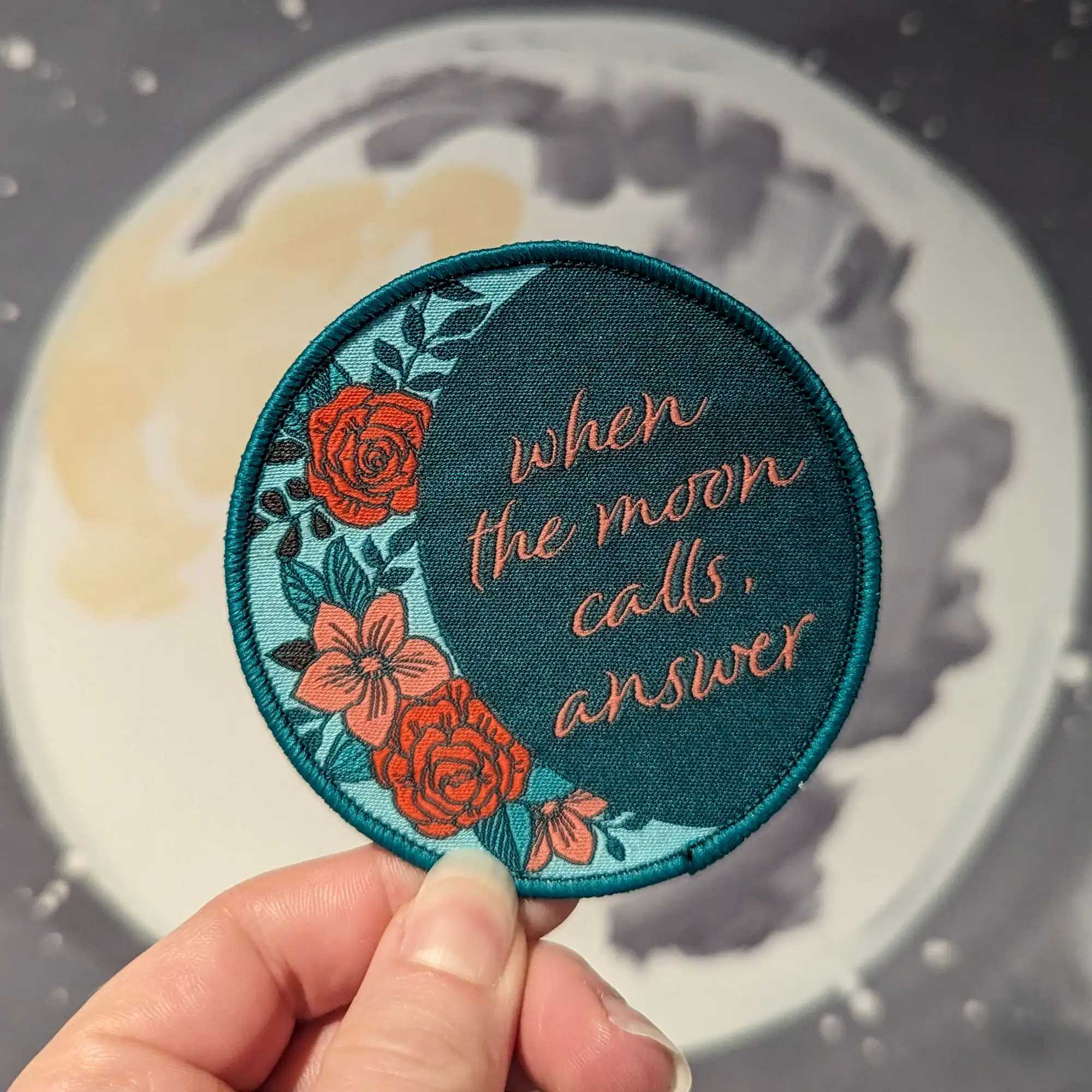 Called by the Moon iron-on patch (Strawberry Moon version)