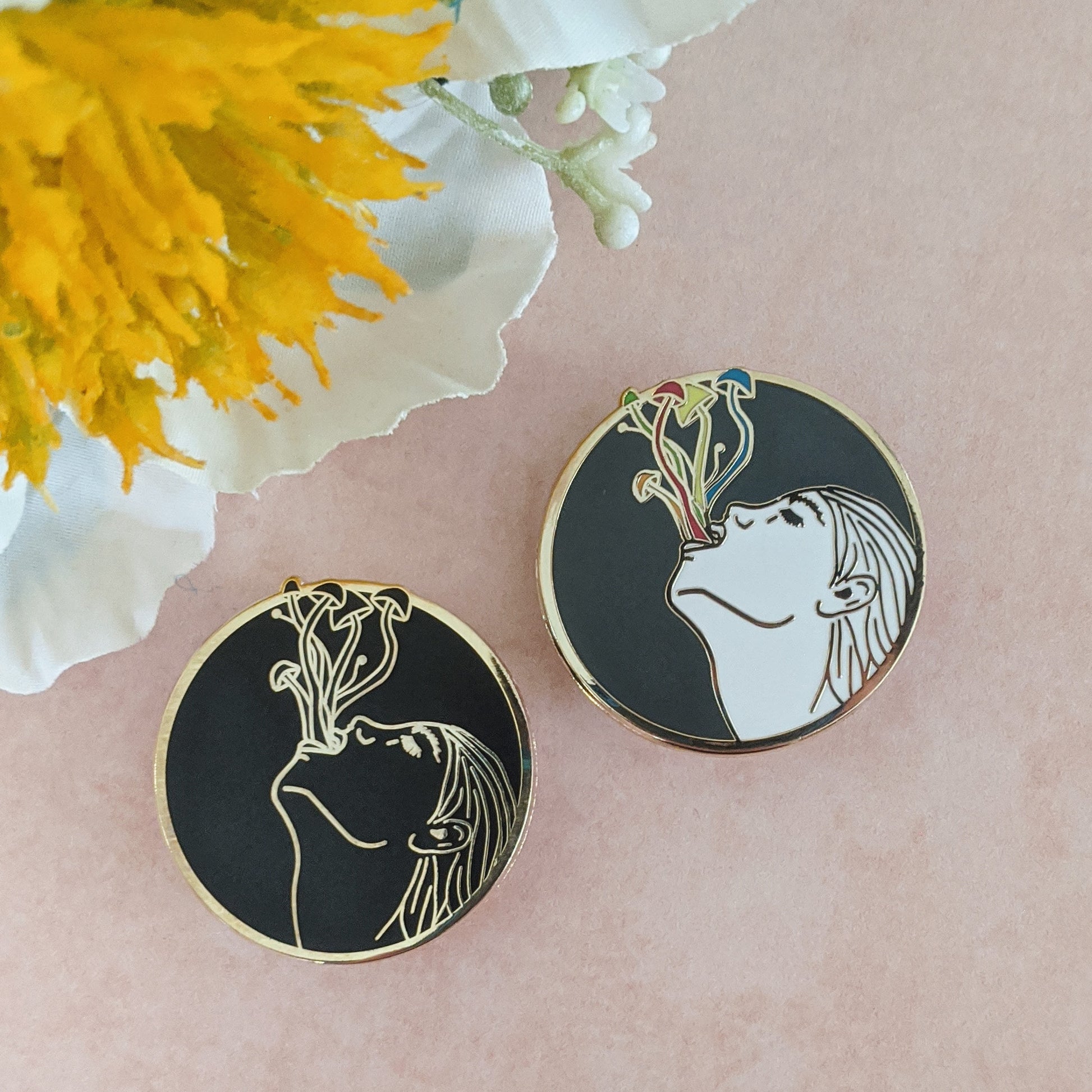 What Grows Inside hard enamel pin (monochrome version)
