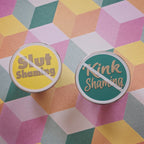 No Kink Shaming hard enamel pin (green/silver version)