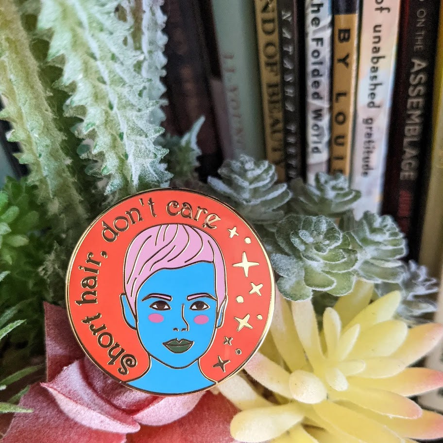 Pixie Hair Don't Care hard enamel pin