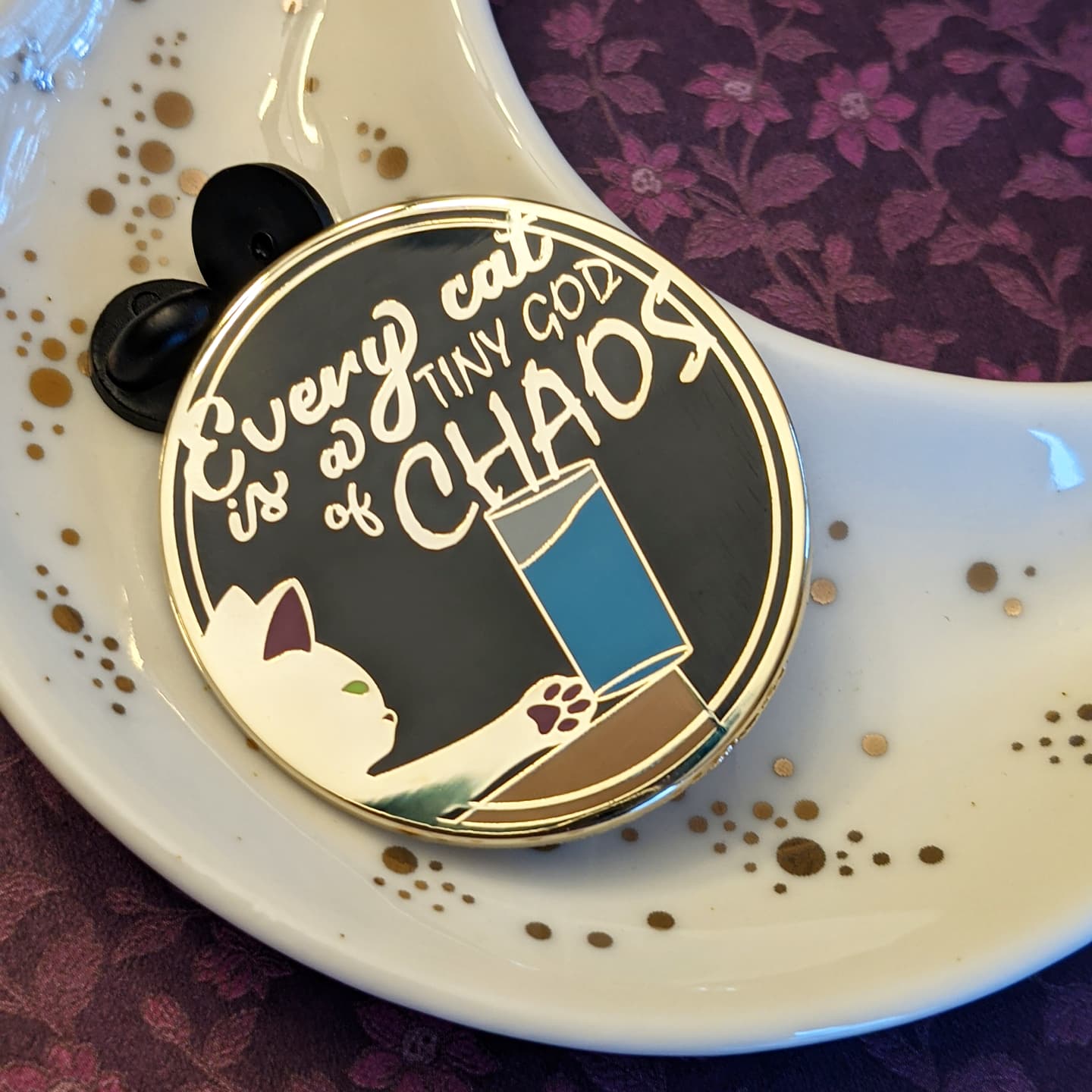 Chaos Cat hard enamel pin (black/gold version)