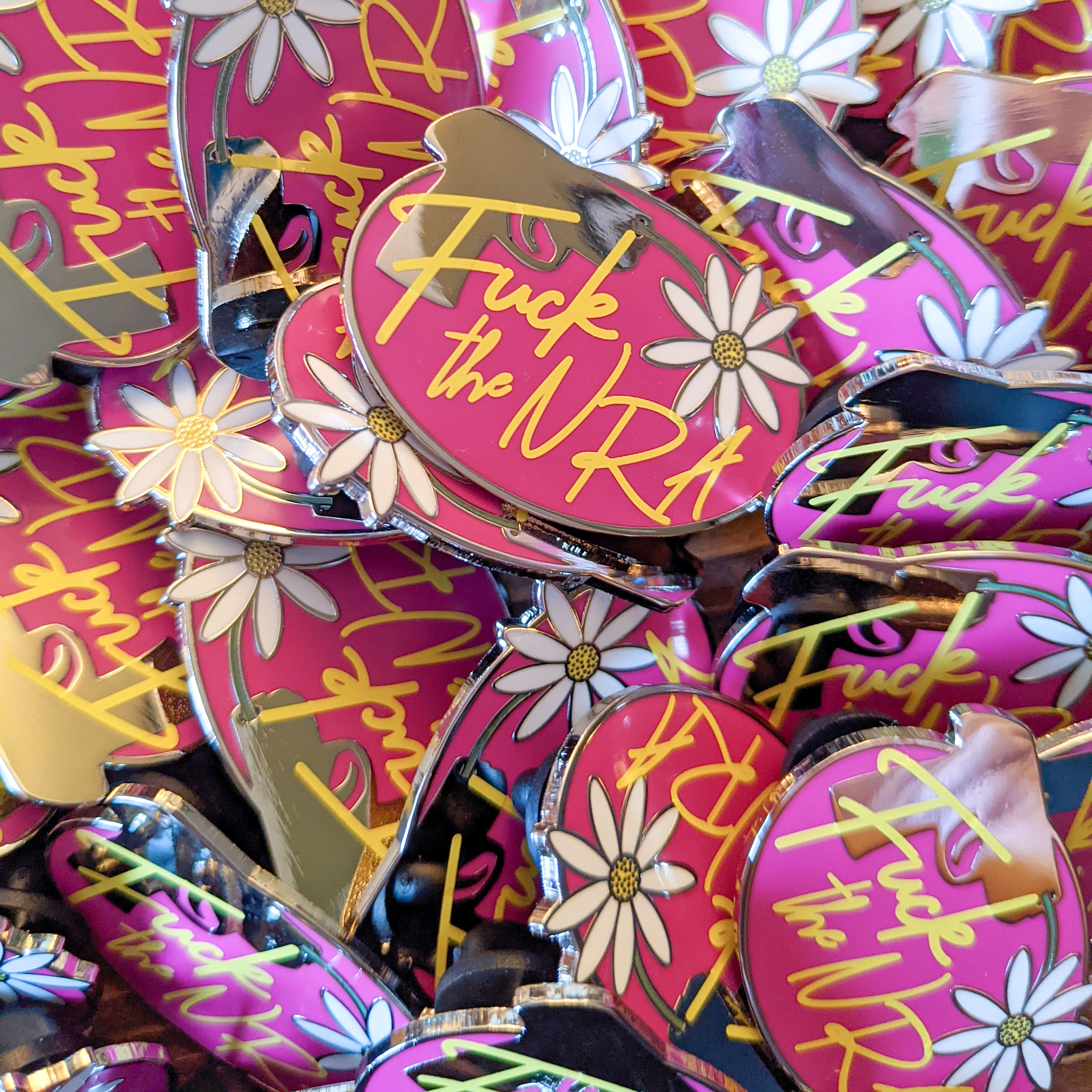 Fuck the NRA hard enamel pin benefiting March for Our Lives