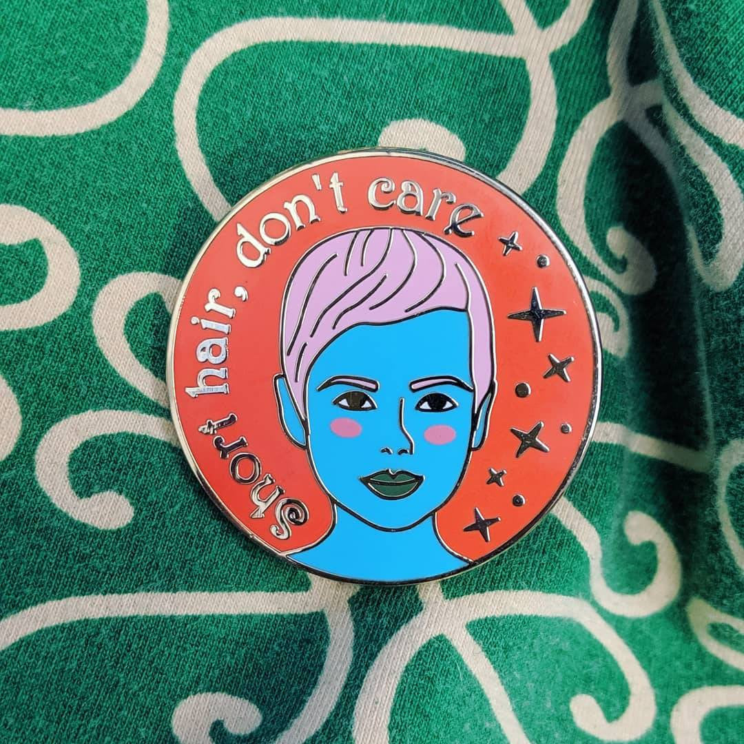 Pixie Hair Don't Care hard enamel pin