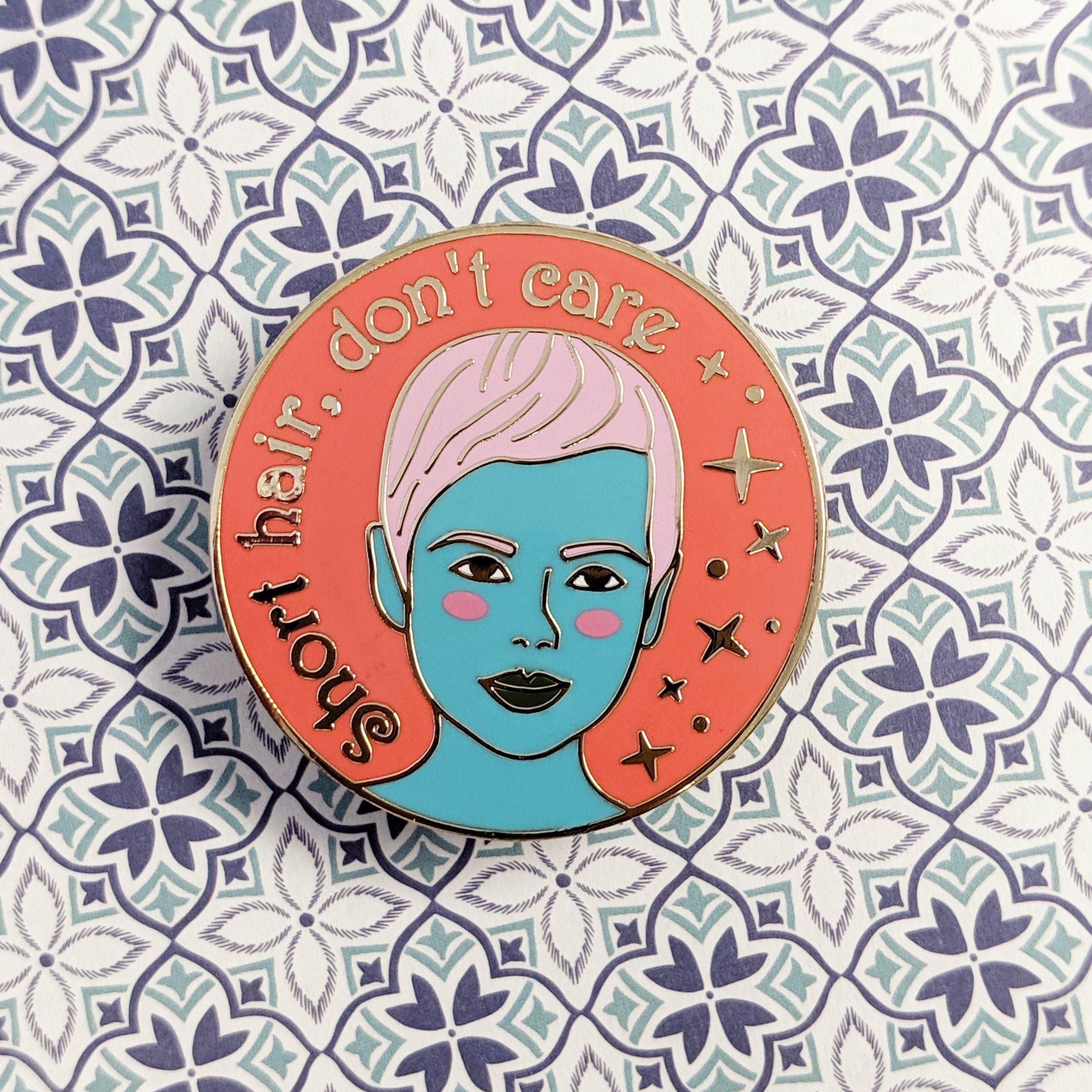 Pixie Hair Don't Care hard enamel pin