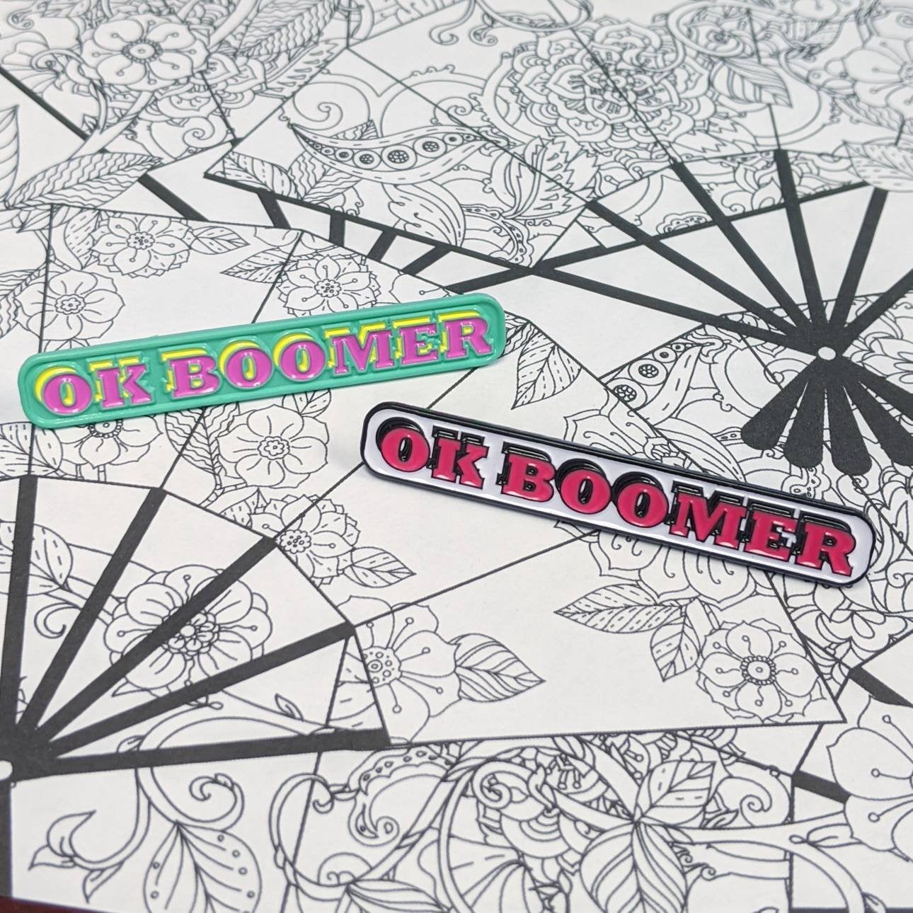 OK Boomer soft enamel pin (red/white version)